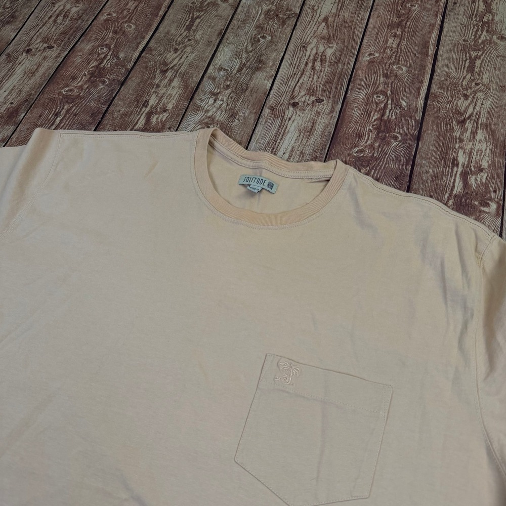 Solitude Pocket T Shirt Mens XXL 2XLBeige Cotton Short Sleeve Logo